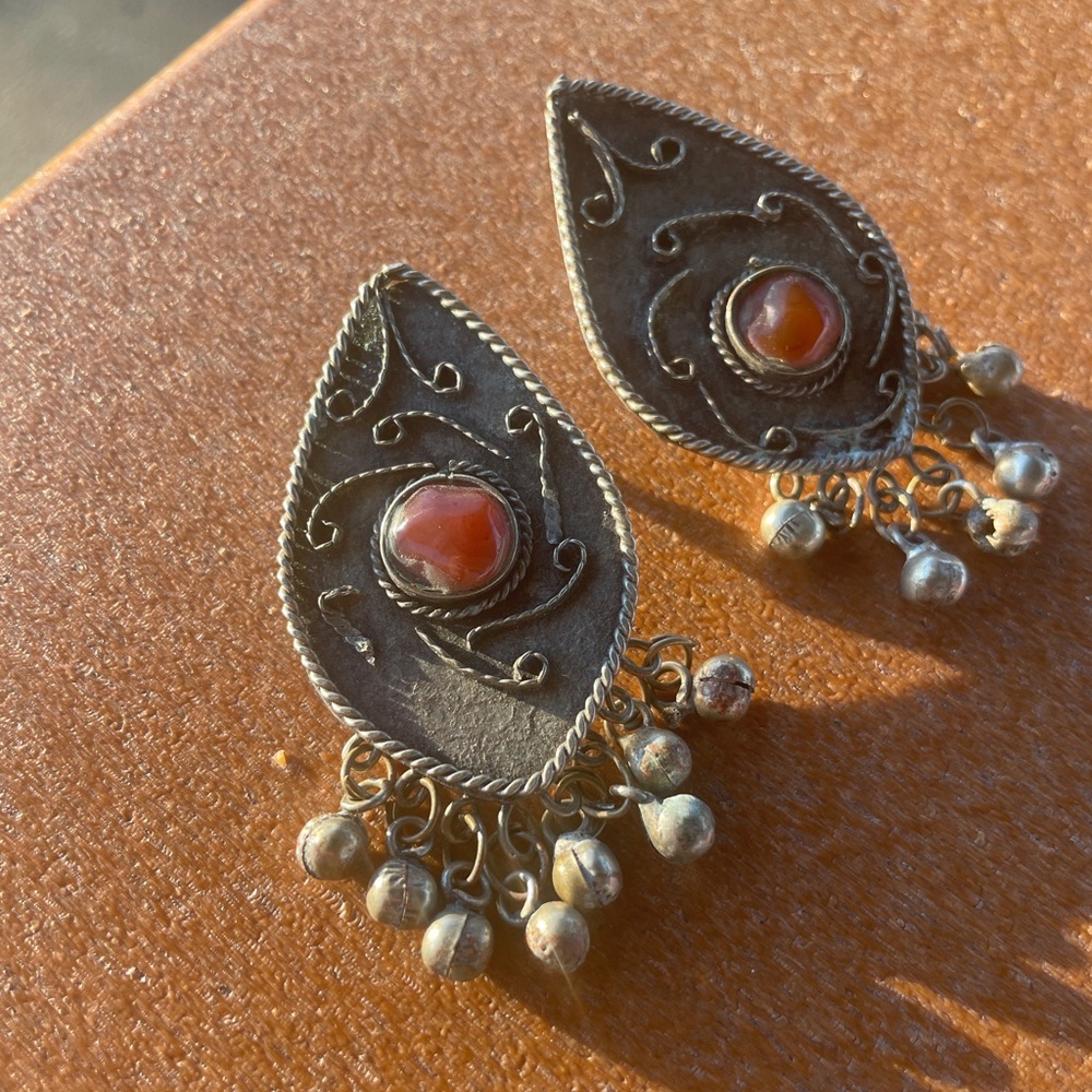 Vintage Kundan Carnelian Stone Earring